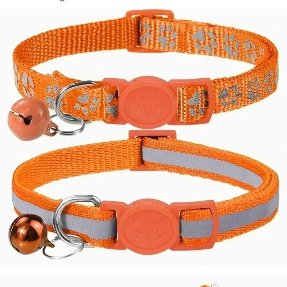 Taglory Reflective Cat Collars with Bell, 6-8” Orange